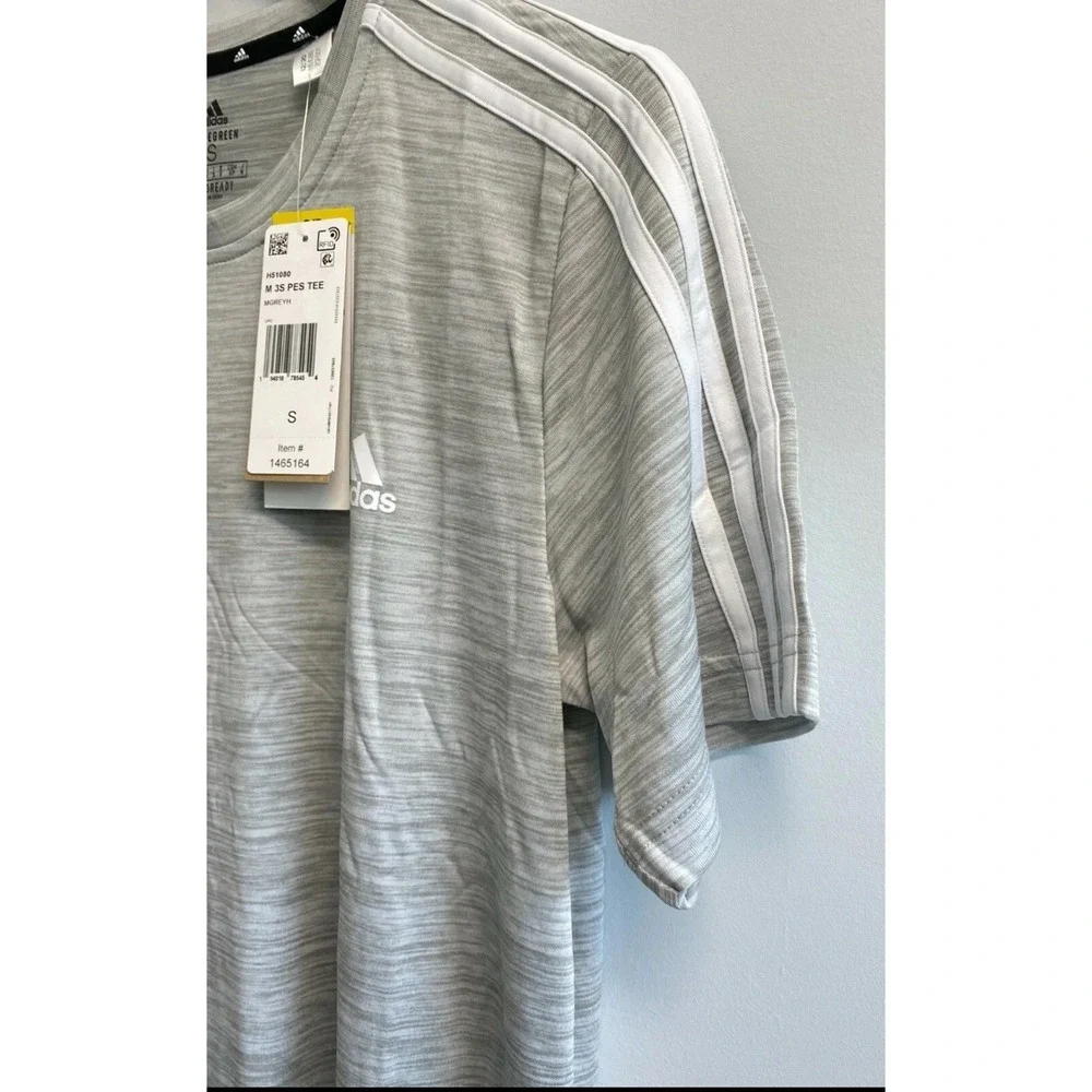 NEW Adidas Men's‎ Aeroready S,M,XL Tech T-Shirt Crew Neck Primegreen Grey White